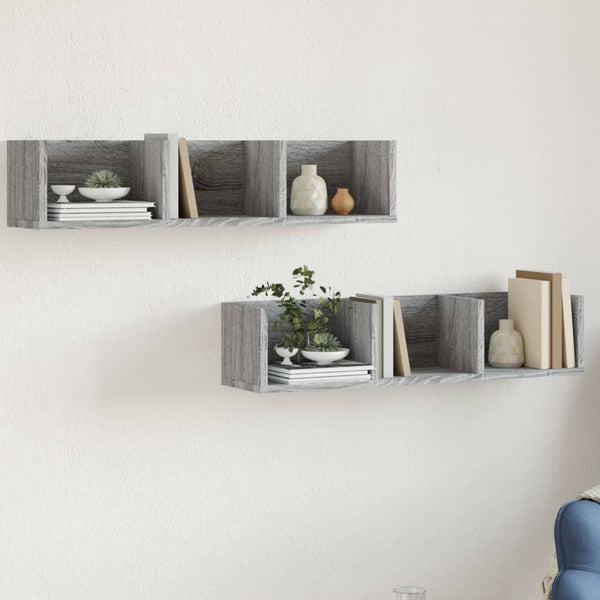 Harmaa seinäkaapit Huidan 75x18x16,5cm (2 kpl, sonoma, puinen)