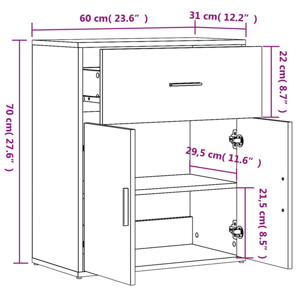 Graues Sideboard Demetriade 60x31x70cm (Holz)