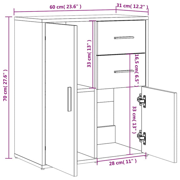 Weißes Sideboard Palaghiea 60x31x70cm (Holz)