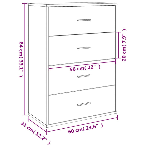 Graues Sideboard Bintia 60x31x84cm (Holz)