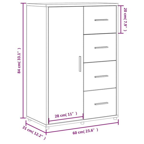Weißes Sideboard Bodruga 60x31x84cm (Holz)