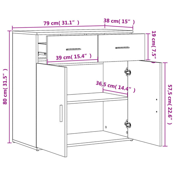 Graues Sideboard Demean 79x38x80cm (Holz)