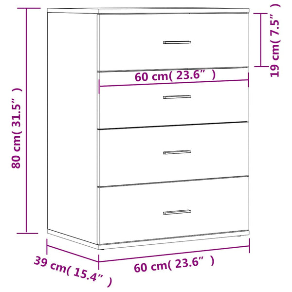 Graues Sideboard Vicuta 60x39x80cm (Holz)