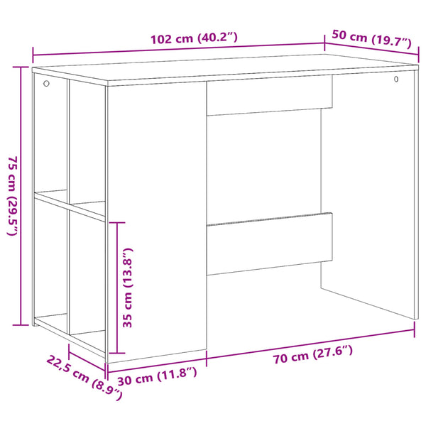 Betongrauer Schreibtisch Ivanisi 102x50x75cm (Holz)