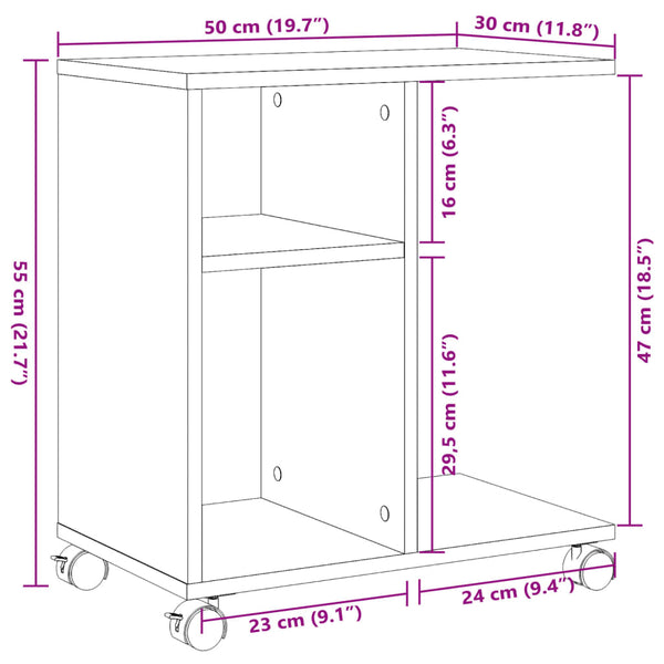 Weißer Beistelltisch auf Rollen Ghiulten 50x30x55cm (Holz)