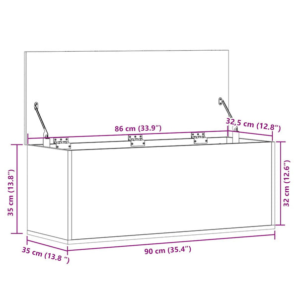 Betongraue Aufbewahrungsbox Cimbru 90x35x35cm (Holz)