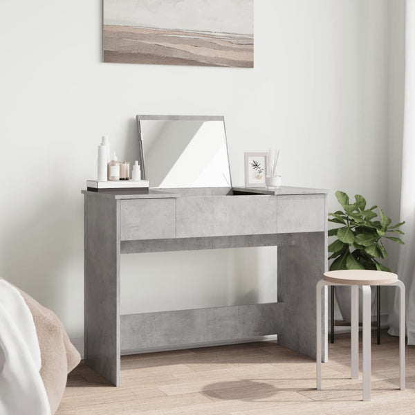 Betongrauer Schminktisch Abigaiela 100x45x76cm