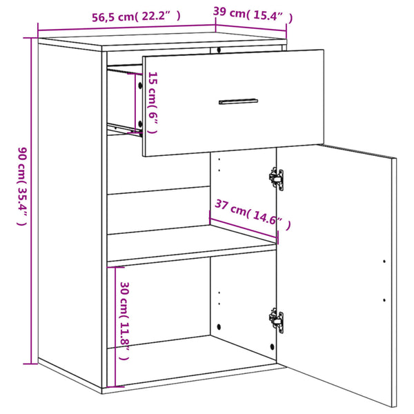 Betongrauer Aufbewahrungsschrank Jayvion 56,5x39x90cm (Spanplatte)