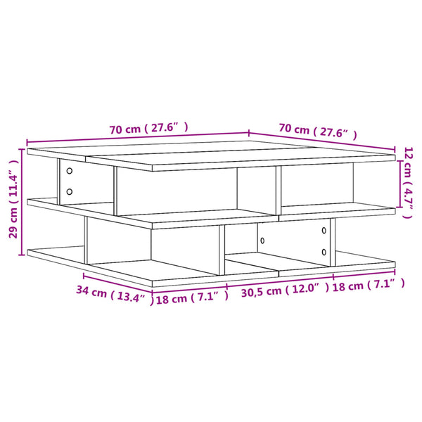 Schwarzer Couchtisch Petroniela 70x70x29cm (Holz)
