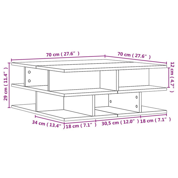 Couchtisch Petroniela aus Räuchereiche 70x70x29cm (Holz)
