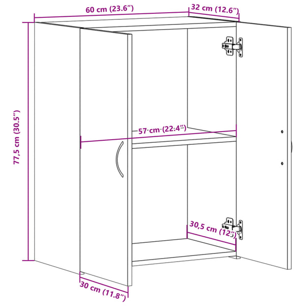 Archivschrank Flora weiß 60x32x77,5cm (Holz)