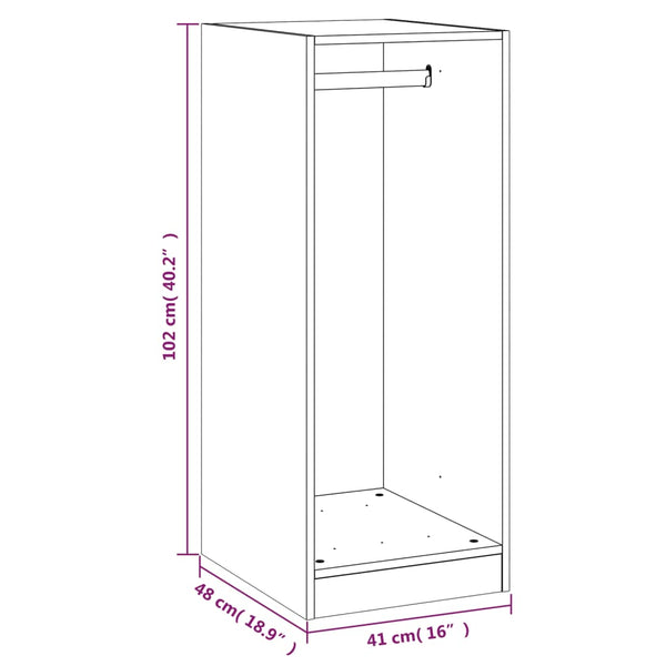 Grauer Kleiderschrank 48x41x102cm Voisan (Spanplatte)