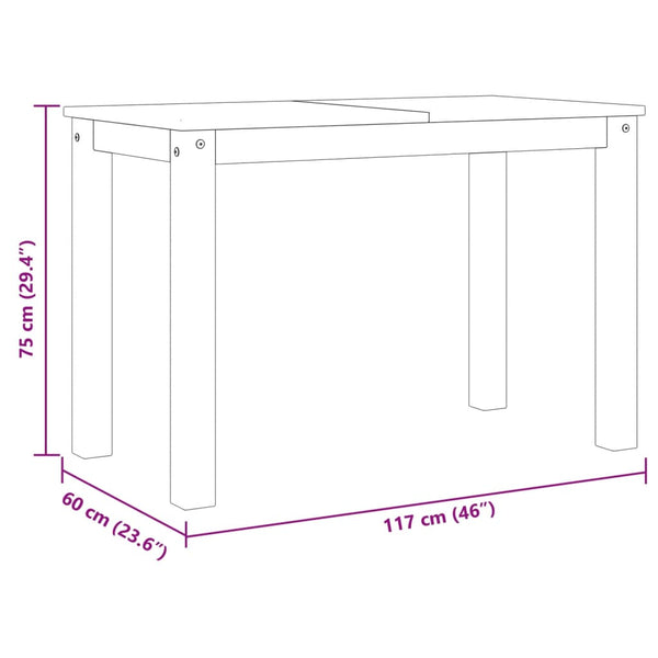 Grauer Esstisch Panama Craciuna 117x60x75cm (Kiefer)