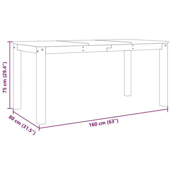 Grauer Esstisch Panama Craciuna 160x80x75cm (Kiefer)