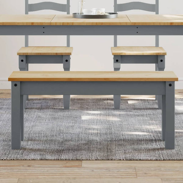 Graue Esszimmerbank Panama Fanion 105x30x45cm (Kiefer)
