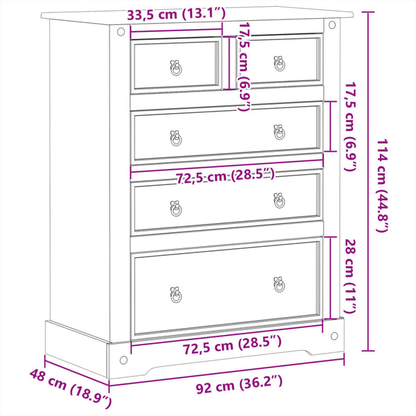 Kommode Corona Misch 92x48x114cm (Kiefer)