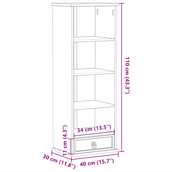 CD-Schrank Corona Sinfora 40x30x110cm (Kiefer)