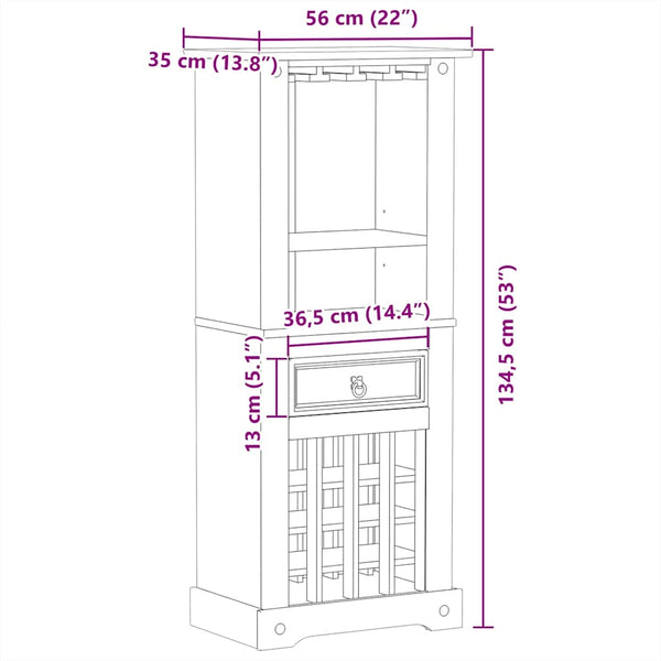 Weinschrank Corona Signore 56x35x134,5cm (Kiefer)