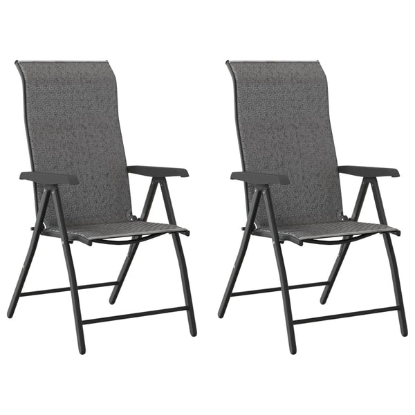 Graue klappbare Outdoor-Stühle Tandarica (2 Stück Polyrattan)