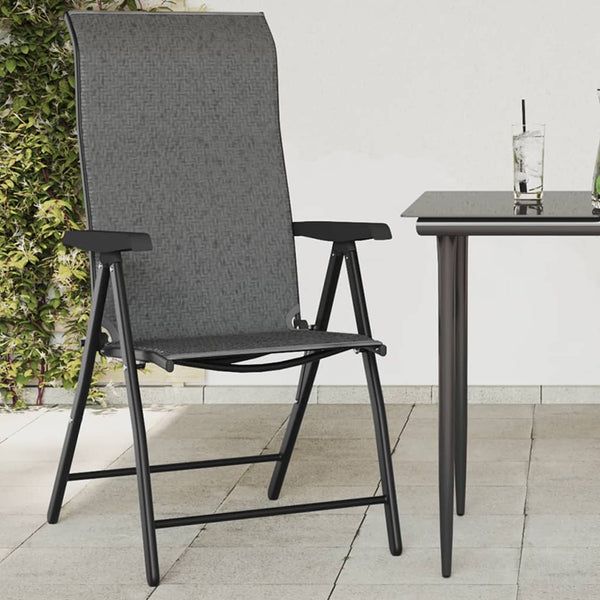 Graue klappbare Outdoor-Stühle Tandarica (2 Stück Polyrattan)
