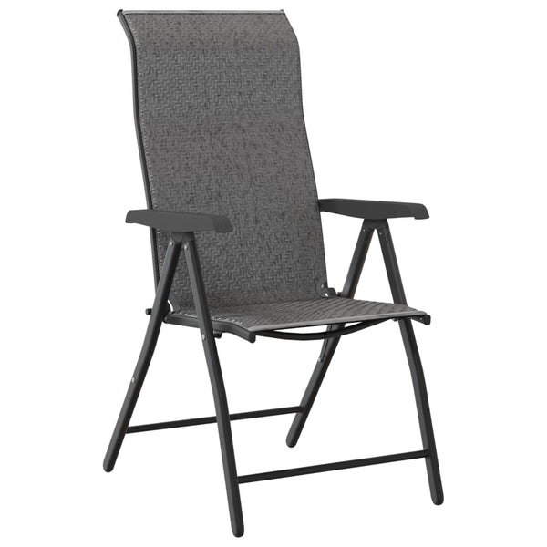 Graue klappbare Outdoor-Stühle Tandarica (2 Stück Polyrattan)