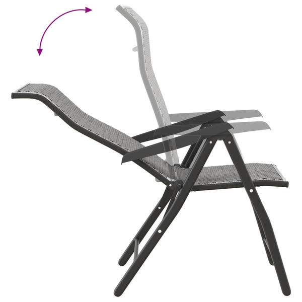 Graue klappbare Outdoor-Stühle Tandarica (2 Stück Polyrattan)