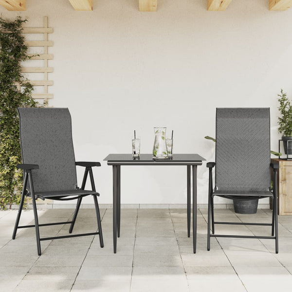 Graue klappbare Outdoor-Stühle Tandarica (2 Stück Polyrattan)