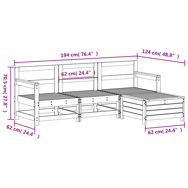 Weiße Outdoor-Loungegruppe Daliela (4-teilig, Kiefer)
