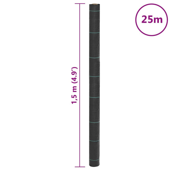 Schwarze Unkrautmatte Ecsterina 1,5x25 m (pp)