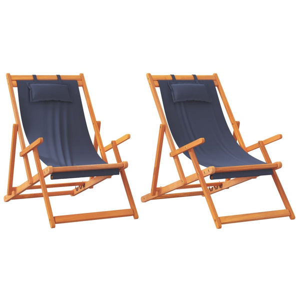 Profiro Klapp-Strandstühle, blau (2er Set)