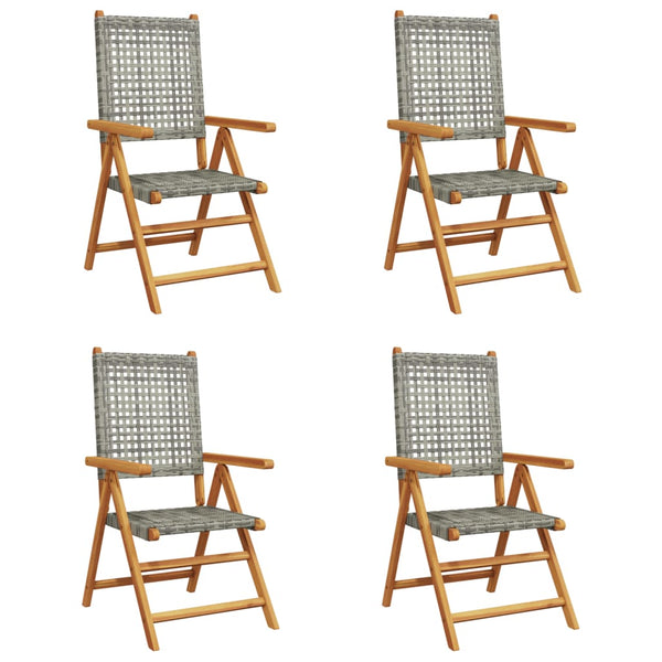 Graue Gartensessel Angebot (4 Stück Polyrattan und Holz)