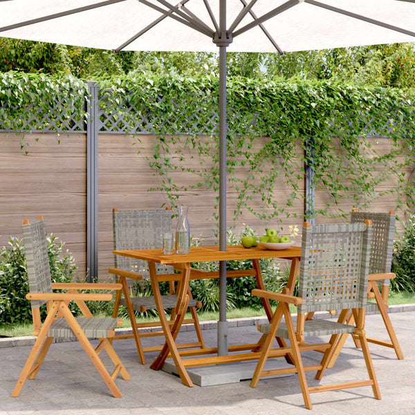 Graue Gartensessel Angebot (4 Stück Polyrattan und Holz)