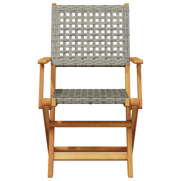 Graue Klapp-Gartensessel Elluska 4 Stk. (Polyrattan und Holz)