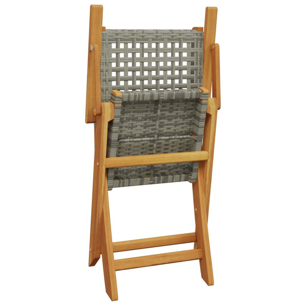 Graue Klapp-Gartensessel Elluska 4 Stk. (Polyrattan und Holz)