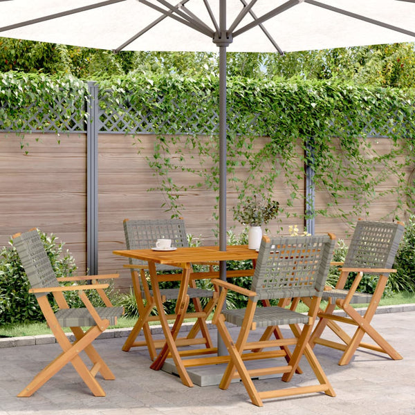 Graue Klapp-Gartensessel Elluska 4 Stk. (Polyrattan und Holz)