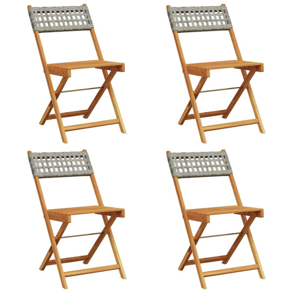 Graue klappbare Gartenstühle Sulta 4 St. (Polyrattan und Holz)