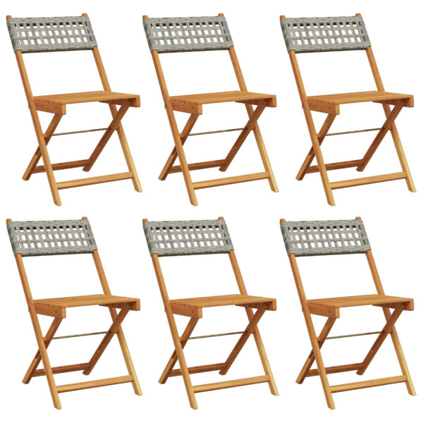 Graue Klappgartenstühle Sulta 6 St. (Polyrattan und Holz)