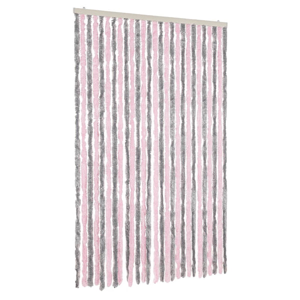 Hopeanharmaa ja pinkki hyönteisverho Septilici 118x220cm (chenille)