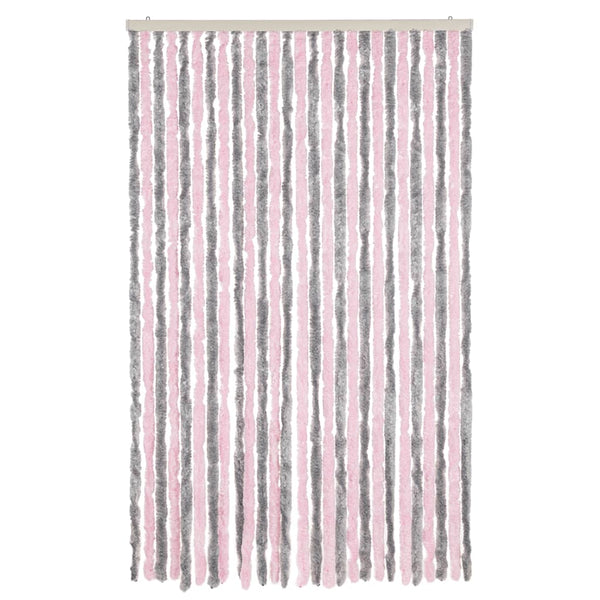 Hopeanharmaa ja pinkki hyönteisverho Septilici 118x220cm (chenille)