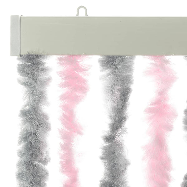 Hopeanharmaa ja pinkki hyönteisverho Septilici 118x220cm (chenille)