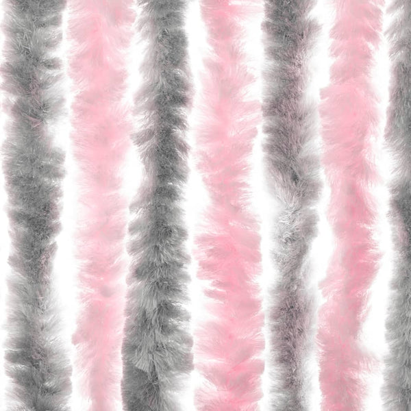 Hopeanharmaa ja pinkki hyönteisverho Septilici 118x220cm (chenille)
