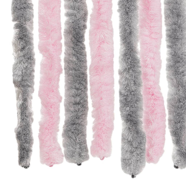 Hopeanharmaa ja pinkki hyönteisverho Septilici 118x220cm (chenille)