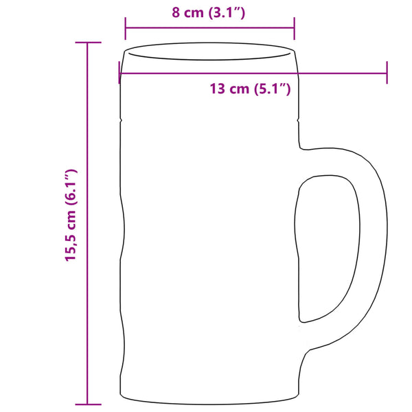 Bierkrüge mit Henkel Glas Instina 500 ml (6 St.)