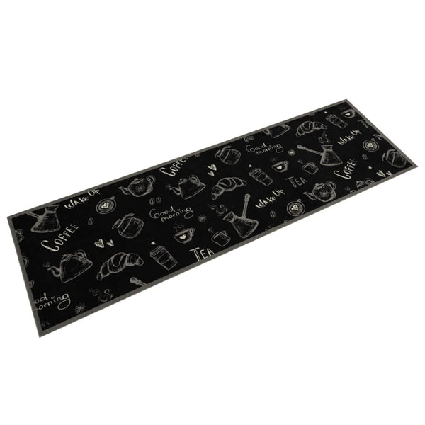 Schwarzer abwaschbarer Küchenteppich Morning Bigan 45x150cm (Samt)