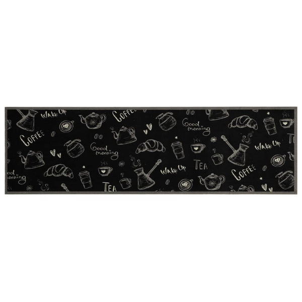 Schwarzer abwaschbarer Küchenteppich Morning Bigan 45x150cm (Samt)