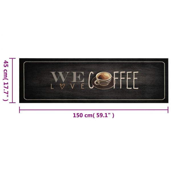 Waschbarer Küchenteppich Coffee Text Bigan 45x150cm (Velours)
