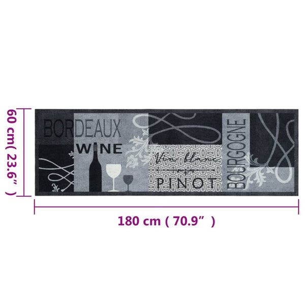 Bigan 60x180cm grauer, waschbarer Samtteppich für die Küche