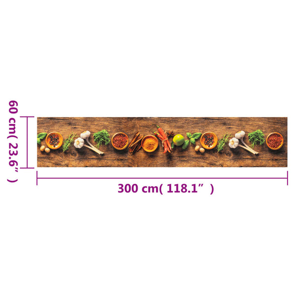 Waschbarer Teppich Gewürze Bigan 60x300cm in der Küche (Samt)