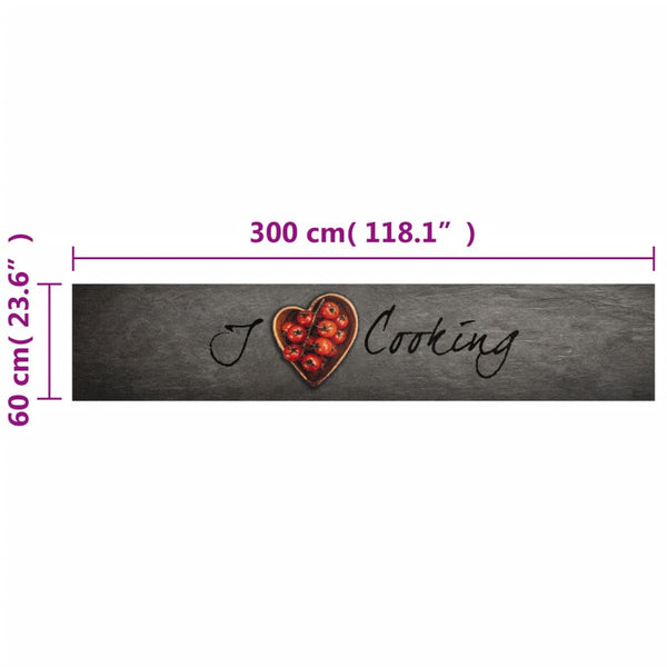 Samtige waschbare Küchenmatte Cooking Text Bigan 60x300cm