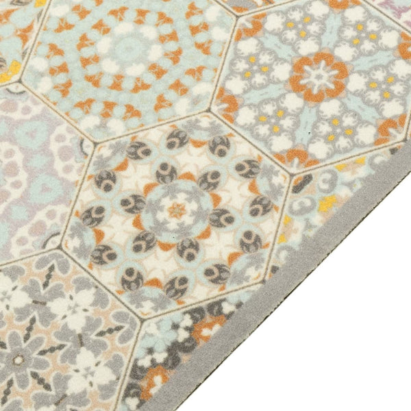 Pastellfarbener waschbarer Küchenteppich Hexagon Bigan 60x300cm (Samt)